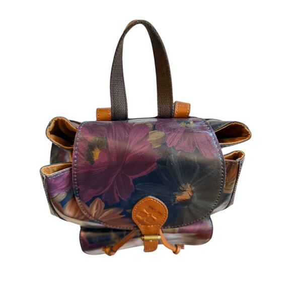 Patricia Nash Leather Drawstring Bucket Floral Backpack Purse Soft Lined Pockets - Picture 5 of 16